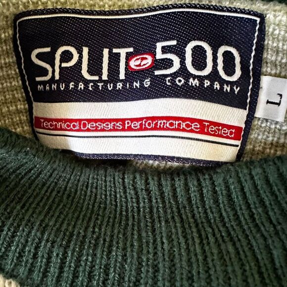 Split 500‎ Mens Geometric Knit Sweater L Green & Gray - Picture 6 of 16